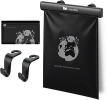Mistriddle Headrest Hanging Car Trash Bag Holder - Aluminum Alloy with 25 Disposable Trash Bags, 2 Headrest Hooks, Compact Car Garbage Bin for Back Seat, Office, Travel & Camping (Black)